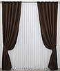 Комплект (2шт. 1х2,5м.) штор із тканини мікровелюр Petek. Колір венге. Код 748ш 39-600, фото 2