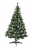 Искусственная елка новогодняя лесная Лидия с белыми кончиками заснеженная праздничная 1,5 метра на подставке