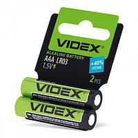 Батарейка щелочная Videx Alkaline LR03/AAA блистер 2 штуки минипальчики shrink card