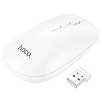 Компьютерная мышь безпроводная портативная стильная Hoco GM15 Art dual-mode business wireless mouse White