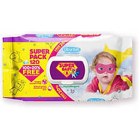 Влажные салфетки детские гипоалергенные с пластиковым клапаном на упаковке Naturelle Super Baby SuperPack 120