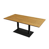 Прямоугольный стол для улиц "Серия 5" из ламелей дерева та металу 1600х800 мм