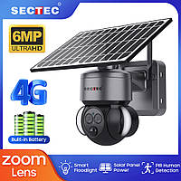 Уличная поворотная IP камера 4G 3+3мп с оптическим зумом с солнечной батареей и sim-картой, водонепроницаемая
