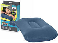 Надувна подушка флокована водонепроникна компактна 48х26х10 см Bestway Travel Pillow Blue