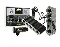 Автомобільний зарядний пристрій розгалужувач трійник WF-4008