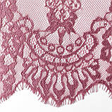 Ажурне французьке мереживо шантильї (з війками) рожевого кольору, ширина 29 см, довжина купона 2,9м., фото 5