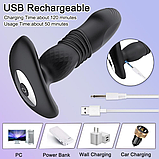 Ребристий вібратор з телескопією на пульті, Анальний пробка вібратор з висування, Вібропробка анальна стимулят, фото 2