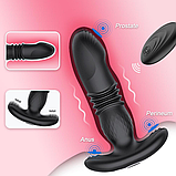 Ребристий вібратор з телескопією на пульті, Анальний пробка вібратор з висування, Вібропробка анальна стимулят, фото 5