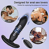 Ребристий вібратор з телескопією на пульті, Анальний пробка вібратор з висування, Вібропробка анальна стимулят, фото 7