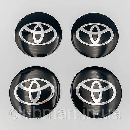 Наклейки на ковпачки заглушки в диски TOYOTA (Тойота) 56 мм Чорні 4 шт, фото 1