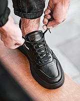 Мужские кроссовки кожаные черные повседневные кеды Legessy