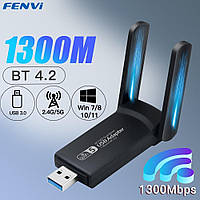 WiFi+Bluetooth USB адаптер для комп'ютерів, телевізорів Т2 приставок медіа приставокUSB 3.0 Wi-Fi адаптер 2.4 / 5 GHz