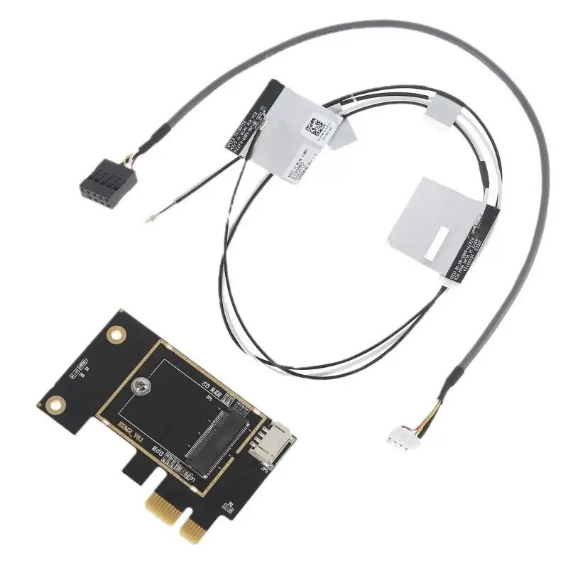 Адаптер PCI-E для мережної карти M.2 (key A+E) Wi-Fi + Bluetooth з кришкою, TRY EDM2_v6.11 антена 2x8db