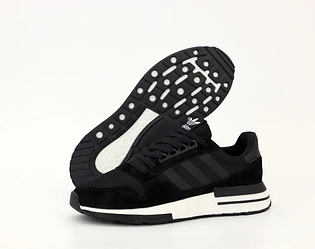 Чоловічі кросівки Adidas ZX 500 RM Black White Адідас ЗХ чорно-білі замшеві весна літо