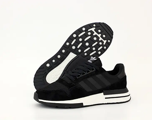 Чоловічі кросівки Adidas ZX 500 RM Black Взуття Адідас ЗХ чорно-білі замшеві повсякденні весна літо