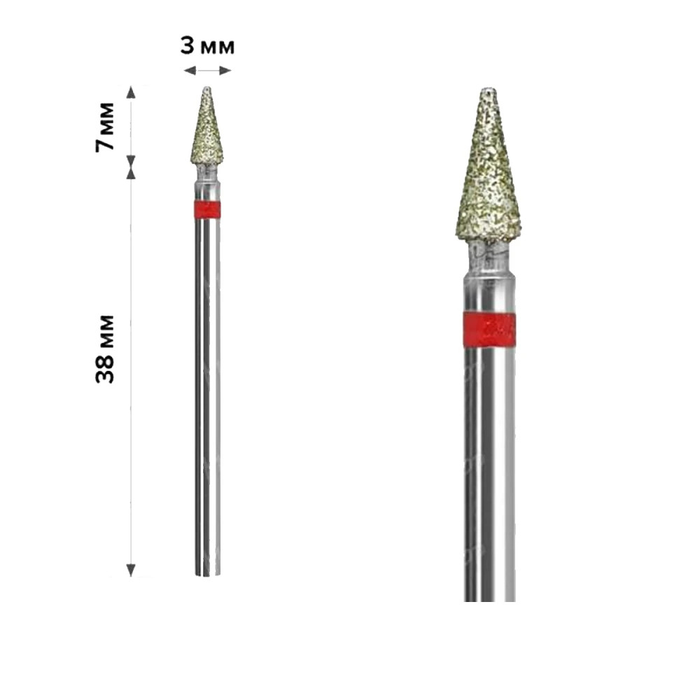 Фреза алмазна для манікюру mART (M-001) - Конус гострий Red 3*7, фото 1