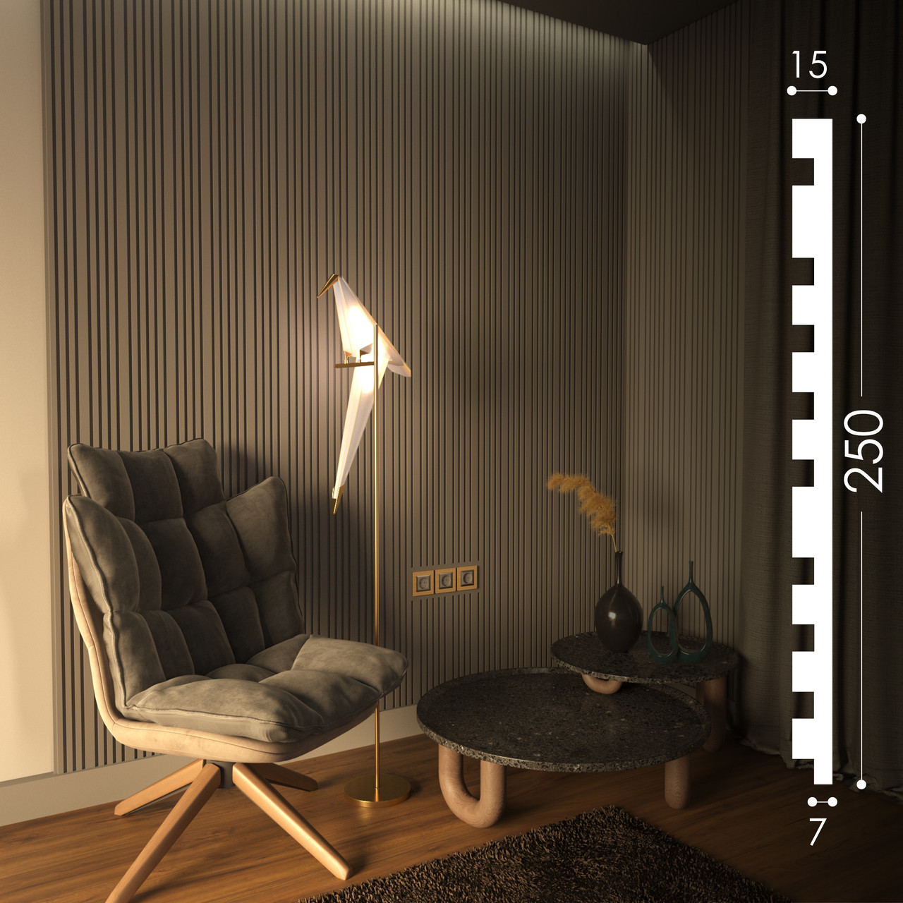 3D панель "Spline" 250х15 мм.
