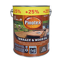 Масло для обработки дерева Pinotex Terrace & Wood Oil атмосферостойкое, орех, 4+1 л в подарок!