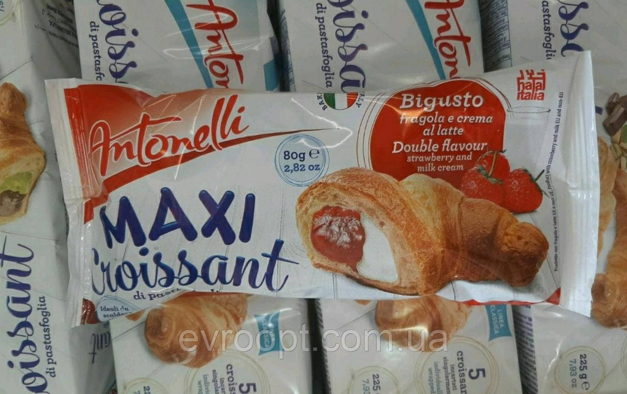 Круасани Antonelli MAXI з полунично-молочною начинкою 80 г