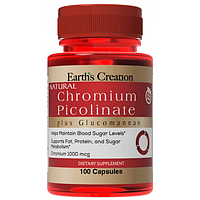 Хром піколінат для зменшення апетиту Earth's Creation Chromium Picolinate & Glucomannan - 100 капс