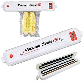 Побутовий вакуумний пакувальник їжі Vacuum Sealer Білий / Універсальний кухонний вакууматор для їжі
