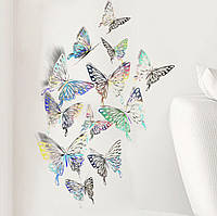 Бабочки 3D на стену на обои на шкаф на мебель на окно зеркальные хамелеон бабочки 12 шт