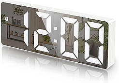 Годинники настільні електронні АМІР настільний будильник з LED підсвічуванням білий