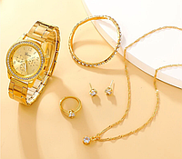 Женские наручные часы Geneva кварцевые часы + набор украшений без коробки