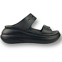 Женские шлепанцы Кроксы Crocs Classic Crush Sandal Black Черные