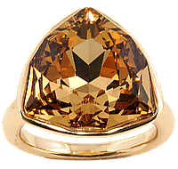 Кольцо Xuping Позолота 18K с кристаллами Swarovski "Кристалл Topaz в огранке щит, 19х19мм"р.16,17.5,18,18.5