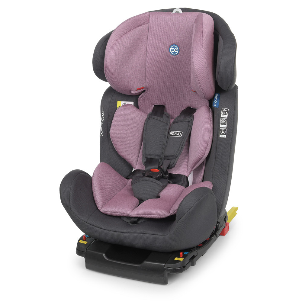 Автокрісло дитяче EL CAMINO ME 1041 BRAVO ISOFIX Авто крісло універсальне для немовляти від 0 до 12 років Фіолет