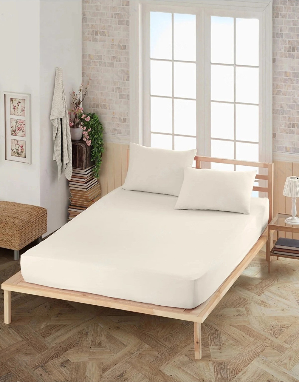 Простирадло 100 см х 200 см на гумці з наволочкою 50 см х 70см (ранфорс) EVA, фото 1