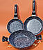 Набір сковорідок і сотейник 20/24+28 см Edenberg EB-14721 Набір сковорідок із гранітним покриттям, фото 2