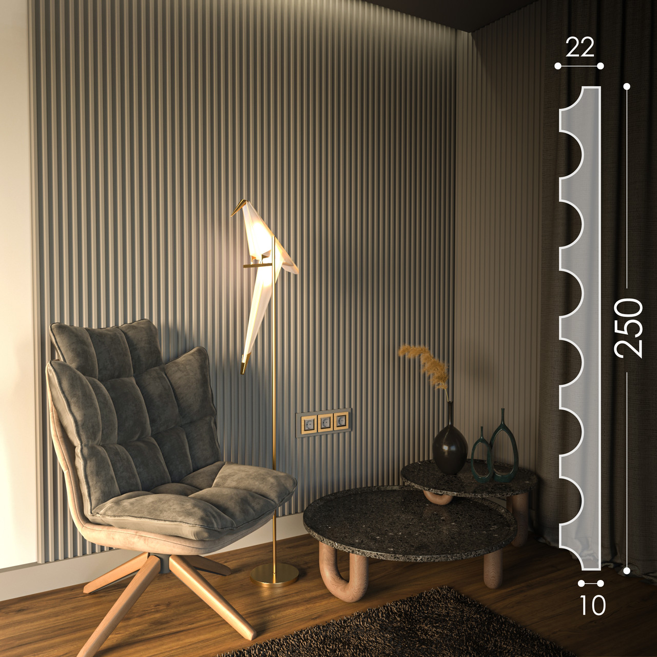 3D-панель "Cannelure" 250х20 мм, фото 1