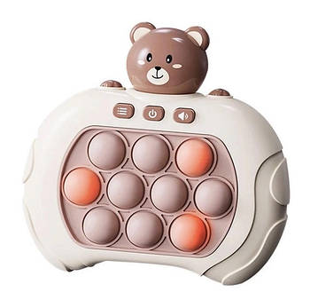 Іграшка-антистрес електронний Pop it PRO Консоль Quick Push 4 режими з підсвіткою Коричневий ведмедик