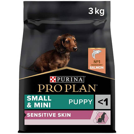 Pro Plan Small & Mini Puppy Sensitive Skin Cухий корм для цуценят дрібних порід з чутливою шкірою, лосось 3кг, фото 1