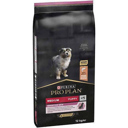 Purina Pro Plan Medium Puppy Sensitive Skin Сухий корм для цуценят середніх порід схильних до алергії 12кг, фото 1