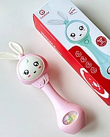 Інтерактивне музичне брязкальце Baby Molar Rattle YL 5505 прорізувач для зубів Зайчик рожевий