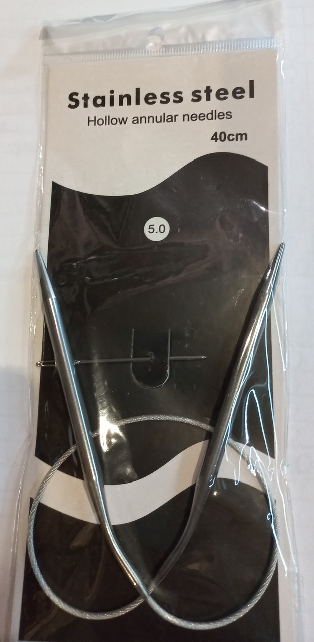 Спиці для в'язання кругові на тросику 40 см, Ø — 5 мм, фото 1