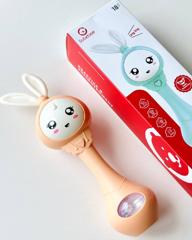Інтерактивне музичне брязкальце Baby Molar Rattle YL 5505 прорізувач для зубів Зайчик персиковий, фото 1