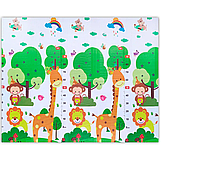 Развивающий игровой детский термоковрик "Жираф ростомер и Веселые животные" 180х200х1см