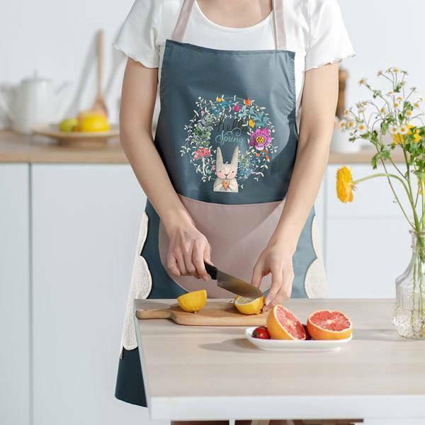 Жіночий фартух для кухні, фартух на кухню, красиві фартухи для кухні з декором синій, фото 1