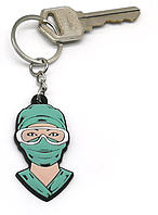 Медицинский брелок медицина доктор врач хирург в зеленом костюме резина
