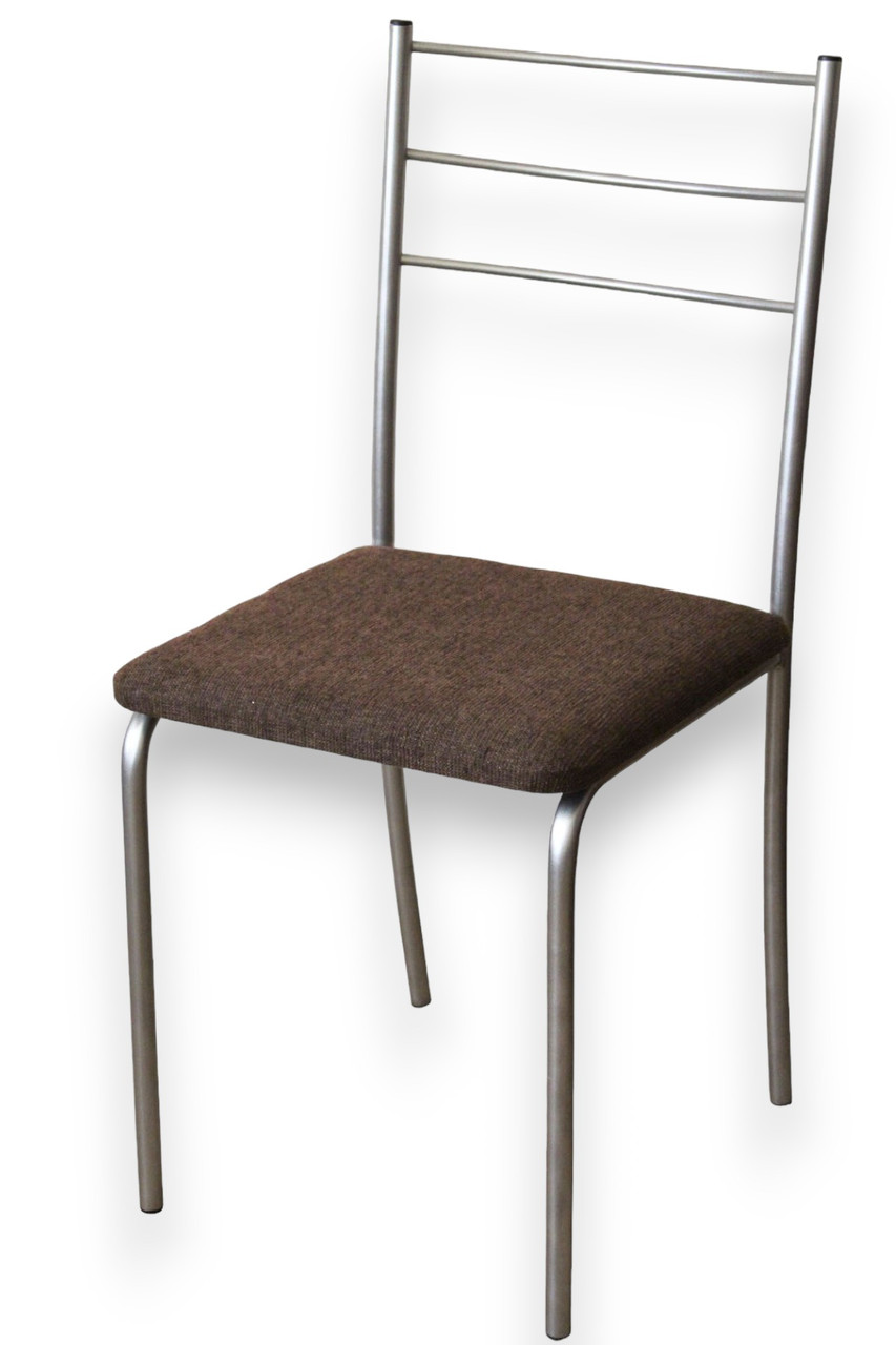 Кухонний стілець зі спинкою Марко хром/коричневий Наша Ковка