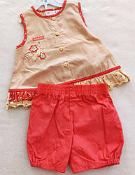 Літній яскравий комплект для дівчинки, бриджі (шорти)та футболка. 62, 80 розмір  ТН-11