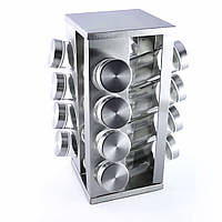 Набір для спецій із неіржавкої сталі на підставці, що обертається (17 предметів)