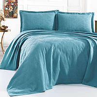 Летний набор постельного белья с вафельным покрывалом TM Decolinda цвет бирюзовый