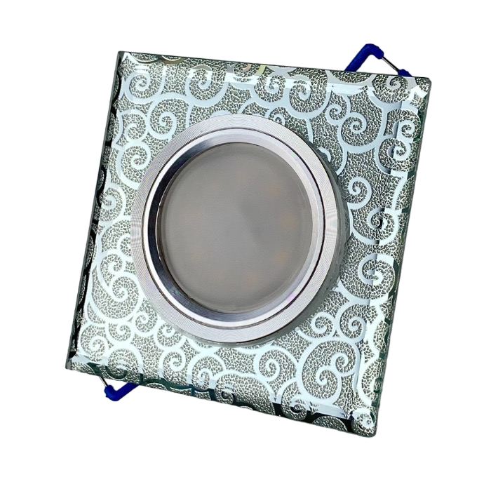 Точковий світильник з LED підсвіткою 3Вт 4000К квадратний скло з металом хром 90х90 мм