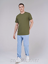 M,L,XL,2XL,3XL. Чоловіча однотонна футболка 100% Cotton, м'який та приємний матеріал - оливковий хакі, фото 3