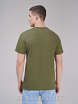M,L,XL,2XL,3XL. Чоловіча однотонна футболка 100% Cotton, м'який та приємний матеріал - оливковий хакі, фото 6